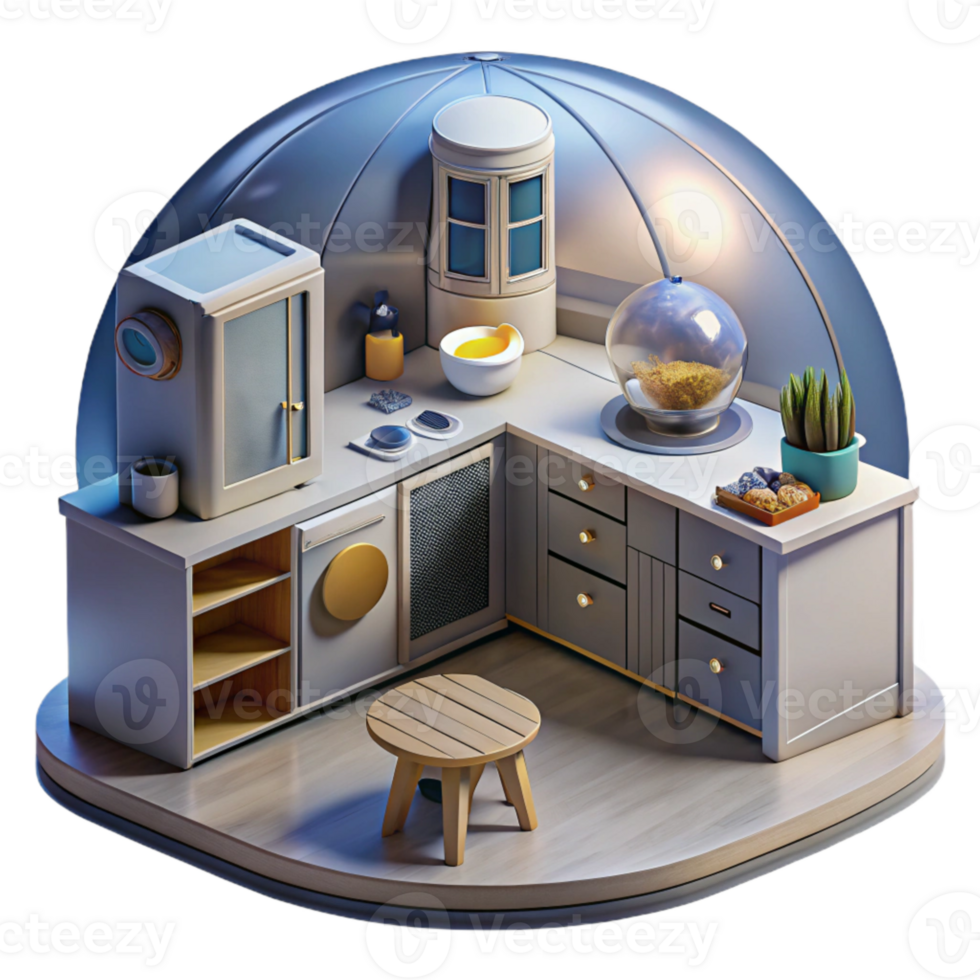 stunning artistic Space Habitat Kitchen Transparent Background premium png