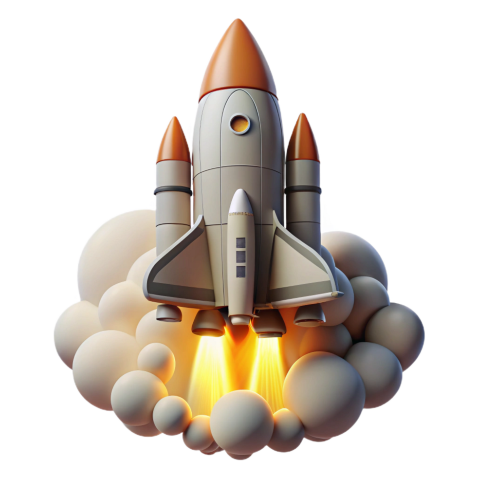 beautiful artistic Space Shuttle Launch Isolated with Flame and Smoke high quality png