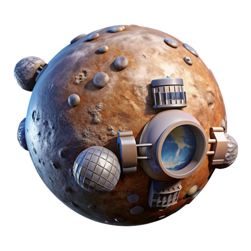 dramatic abstract Space Station Orbiting Virtual Planet Cutout professional png