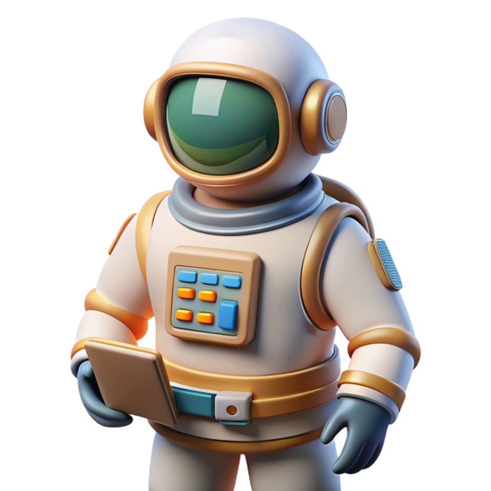 beautiful minimalist Space Suit with Data Pad Isolated genuine png