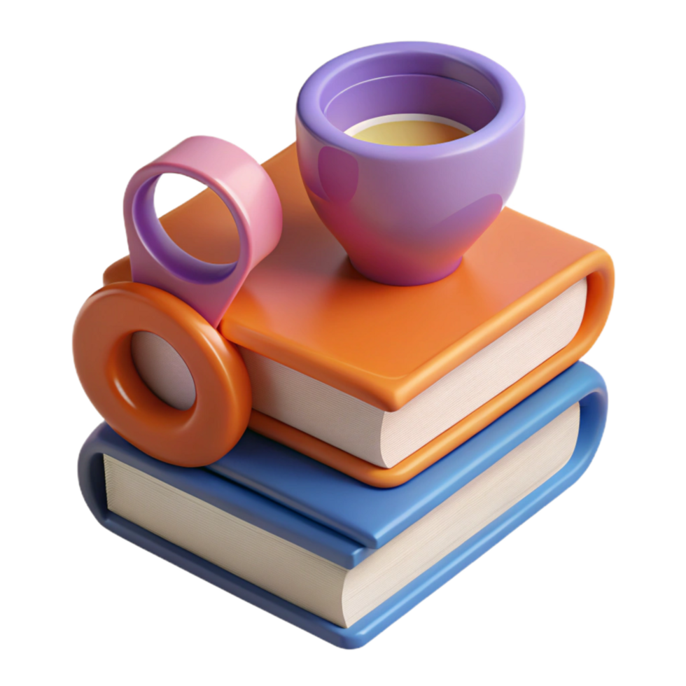 impressive vintage Stack of Books with Reading Glasses Isolated exclusive png