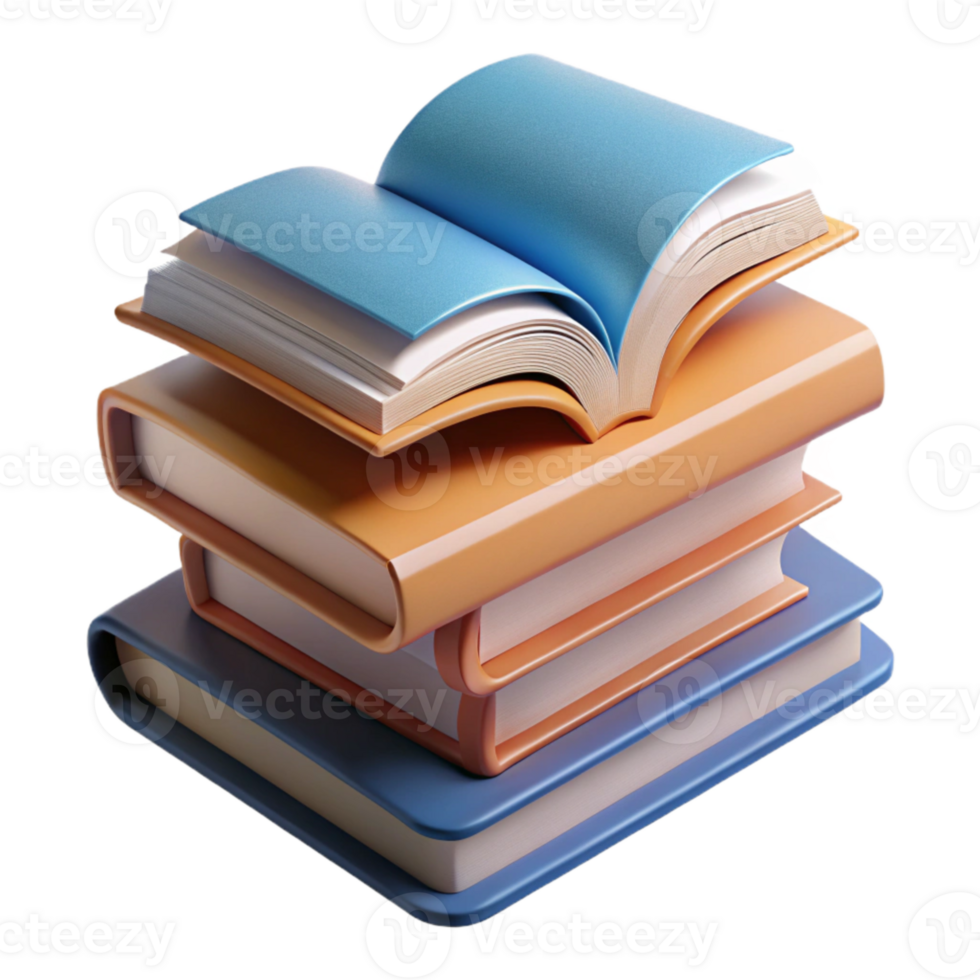 magnificent rustic Stack of Books with Reading Glasses Isolated professional png