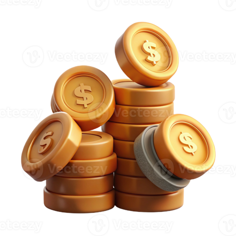 serene vintage Stack of Coins Falling Upwards Cutout premium png