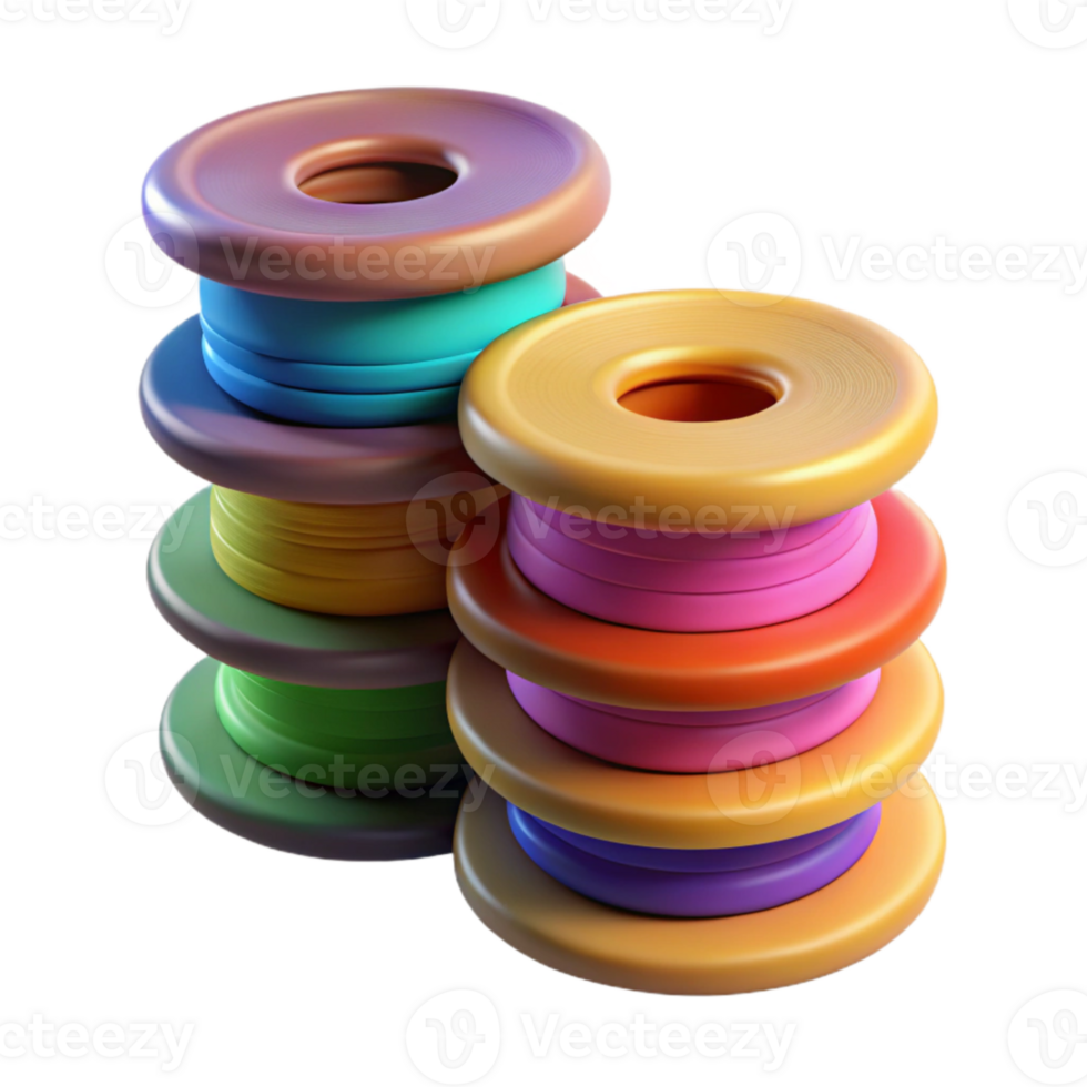 beautiful contemporary Stack of Colorful Filament Spools Isolated png