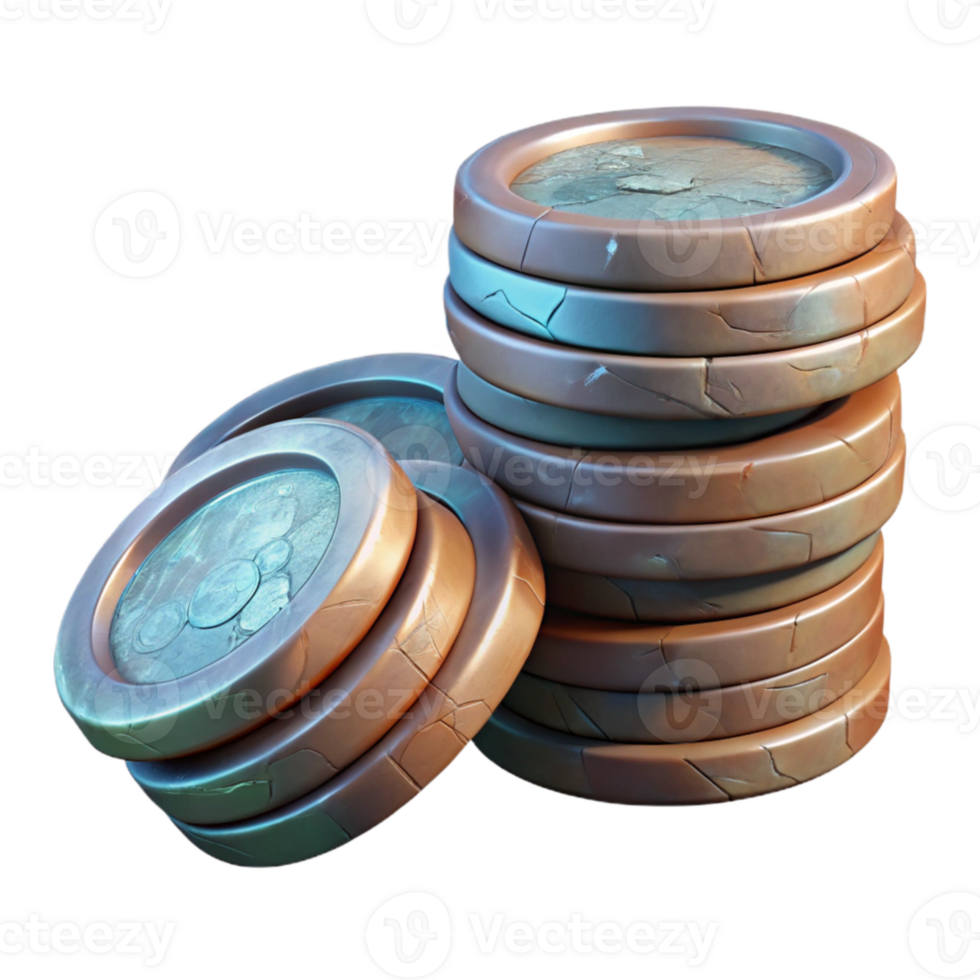 magnificent contemporary Stack of Coins Side View Cutout premium png