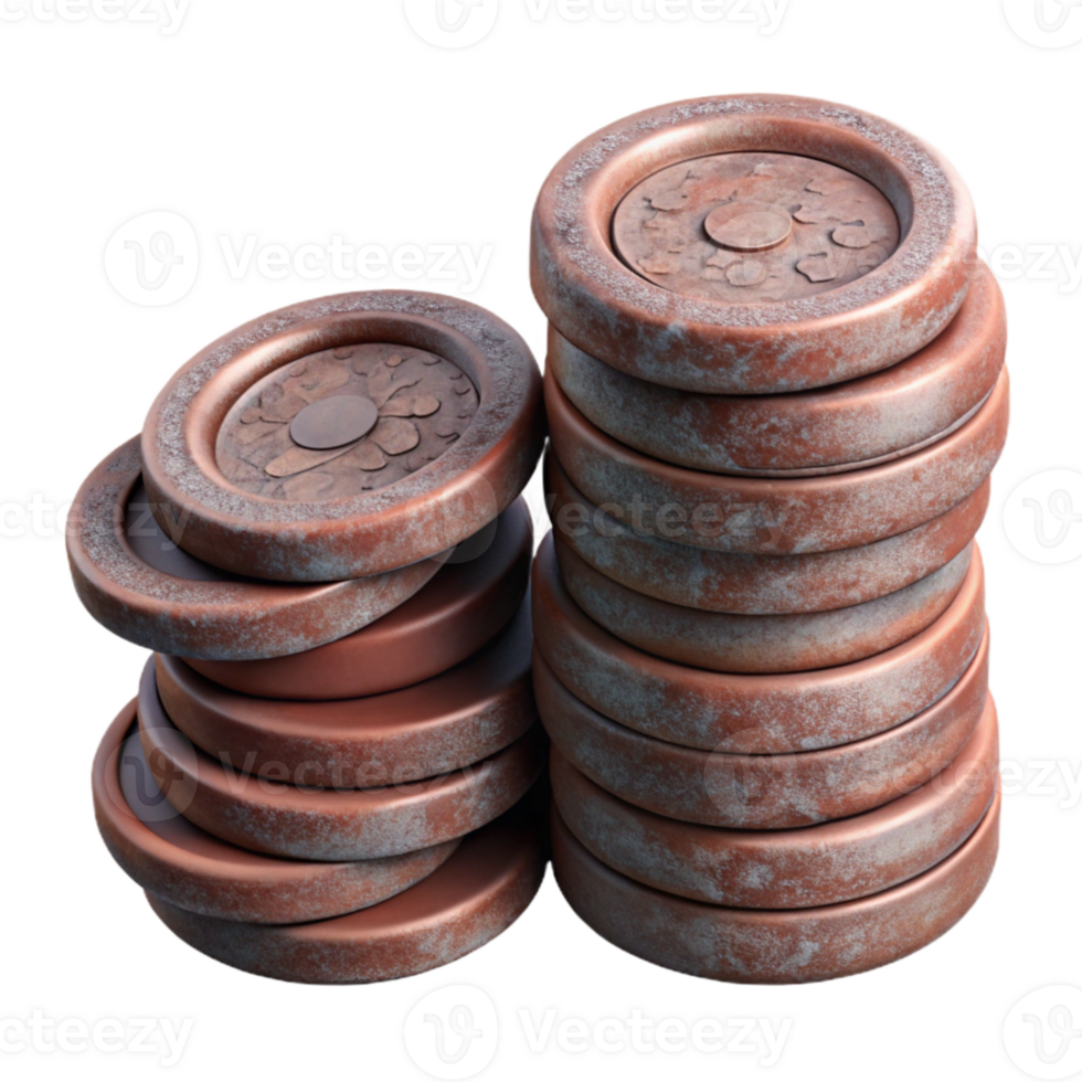serene artistic Stack of Coins Side View Cutout detailed png
