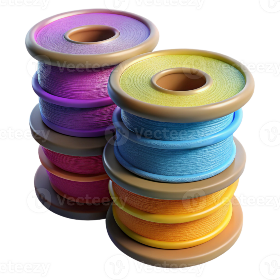 magnificent abstract Stack of Colorful Filament Spools Isolated high resolution png