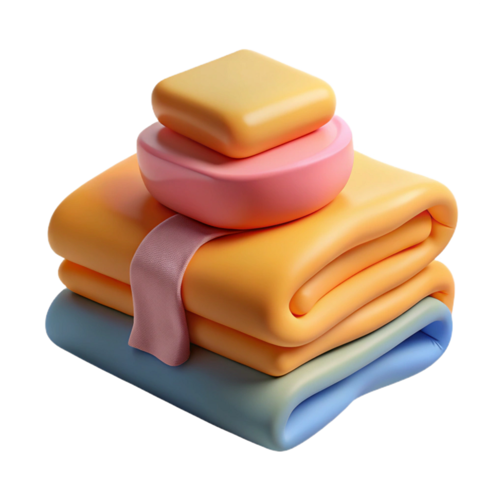 extraordinary creative Stack of Folded Towels and Soap Cutout original png
