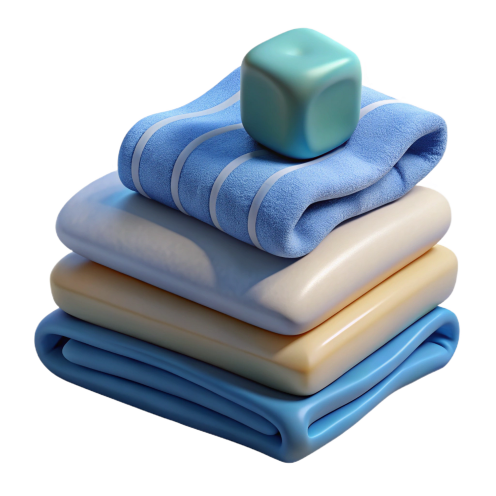 elegant modern Stack of Folded Towels and Soap Cutout high quality png