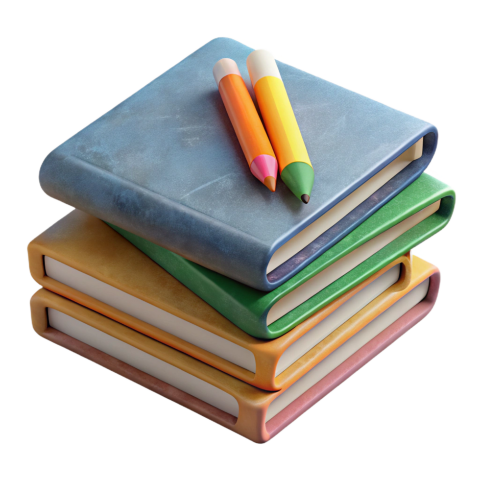stunning traditional Stack of Notebooks and Pencils Cutout premium png