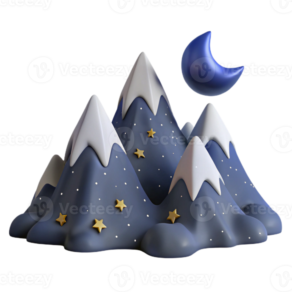 beautiful abstract Starry Night Sky Over Mountains Isolated authentic png