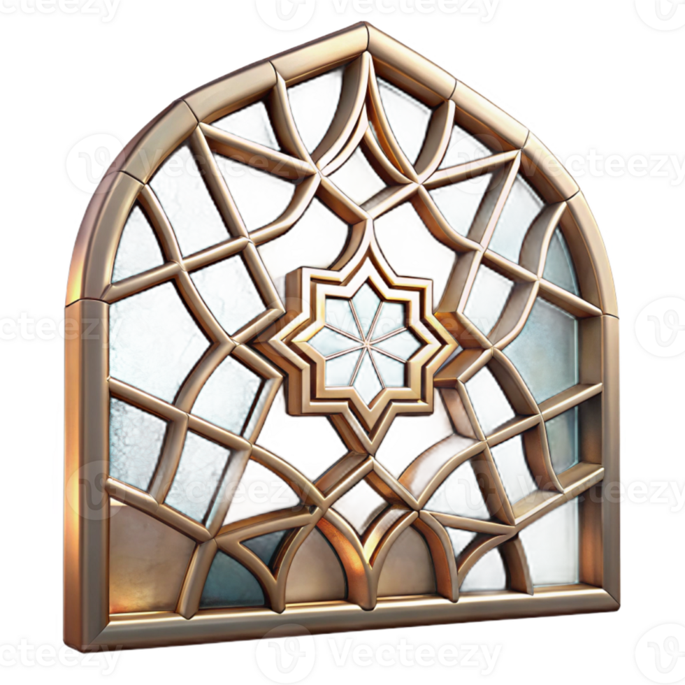 serene vintage Stained Glass Window Detail Geometric Pattern Cutout professional png