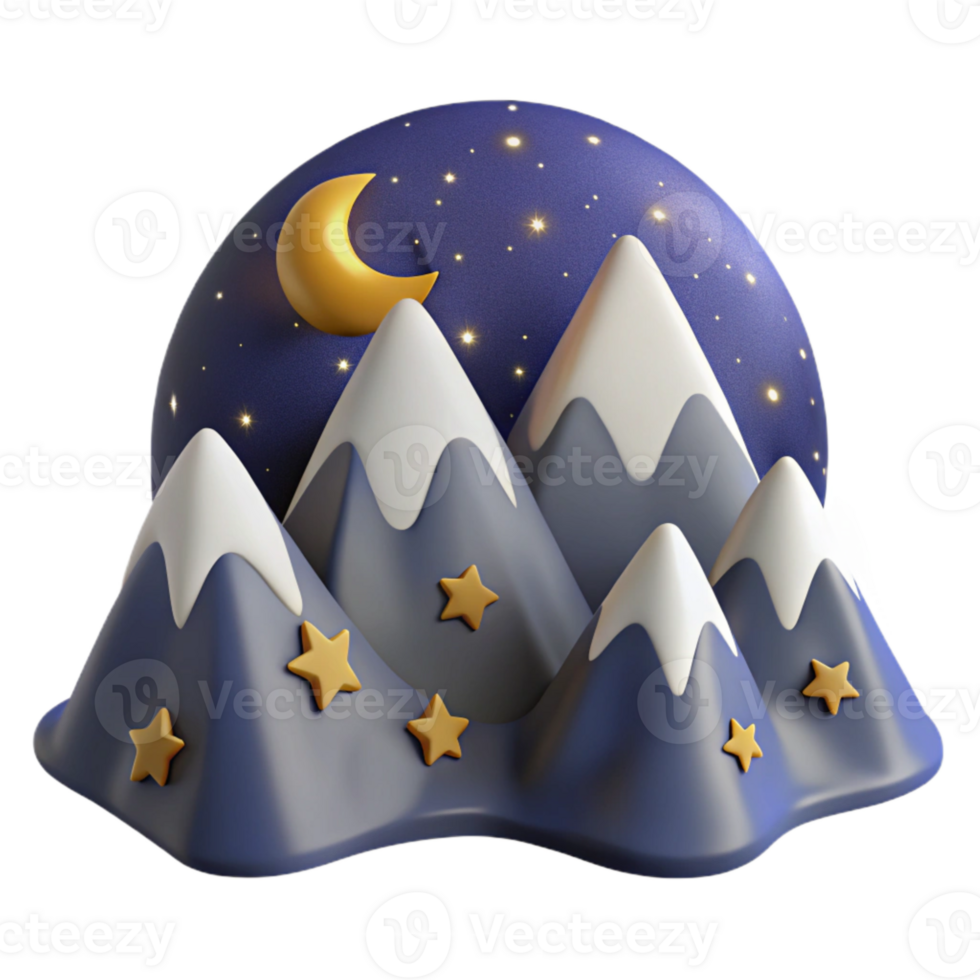 stunning vintage Starry Night Sky Over Mountains Isolated original png