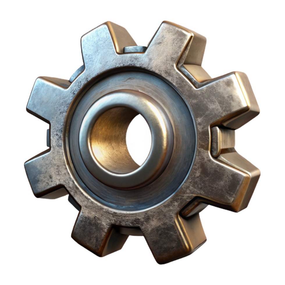 wonderful traditional Steampunk Gear Isolated with Metallic Sheen professional png
