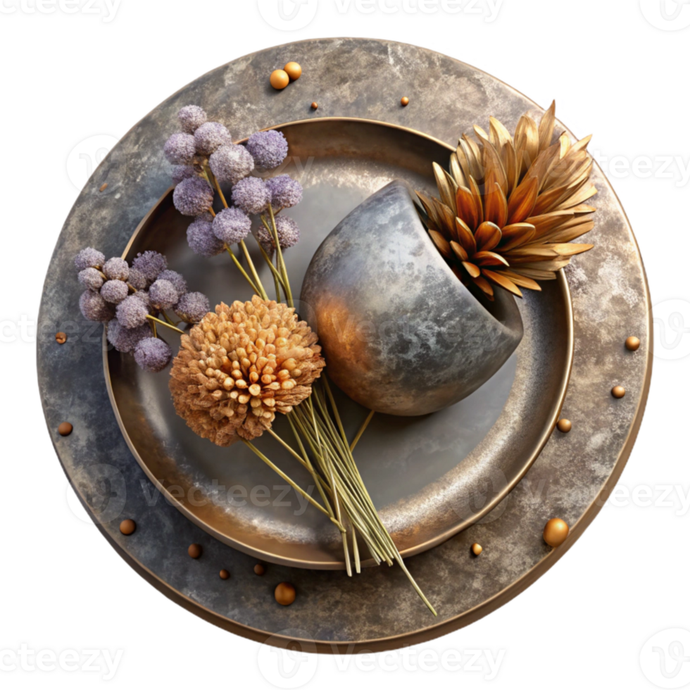 extraordinary minimalist Steel Plate and Dried Flower Arrangement Cutout high quality png
