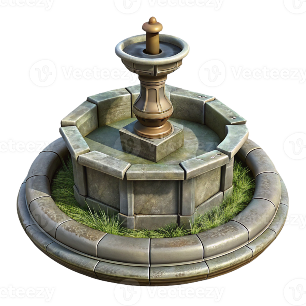 impressive artistic Stone Fountain Garden Detail Isolated authentic png