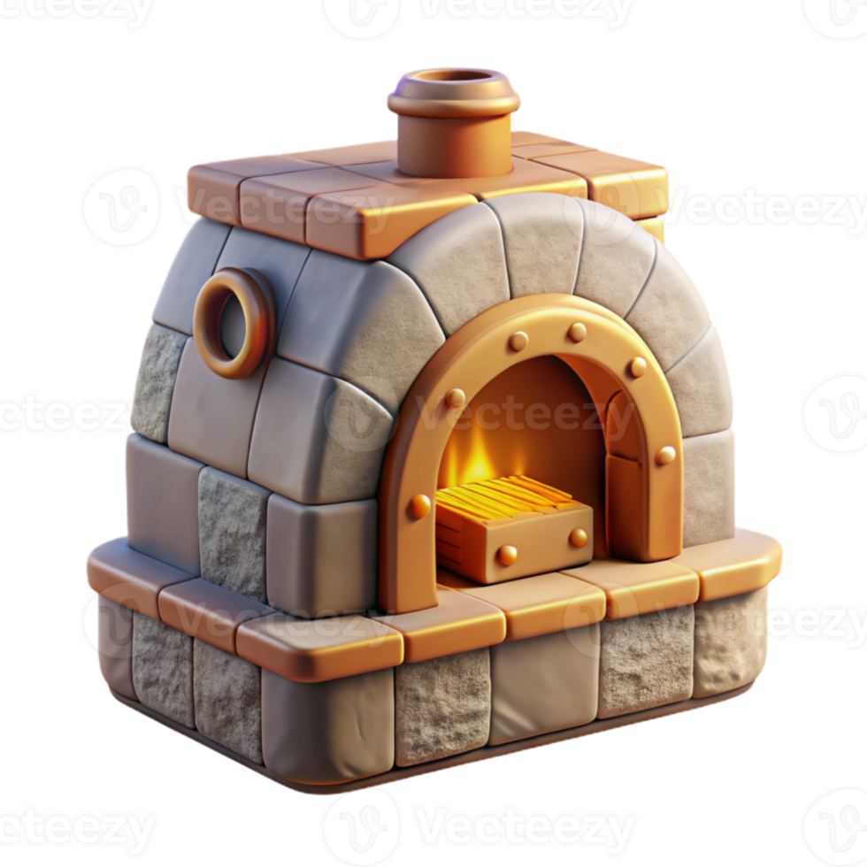 wonderful abstract Stone Oven Front View Isolated with Warm Colors high resolution png