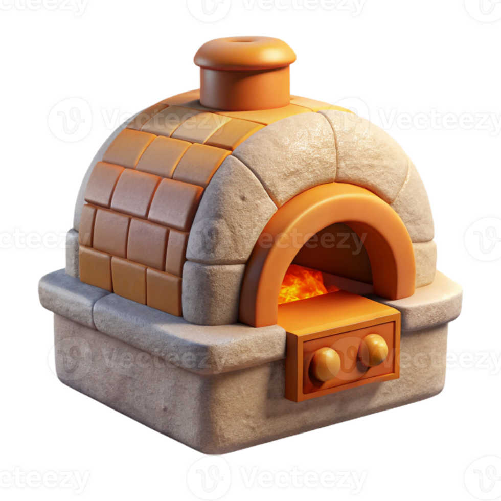 vibrant creative Stone Oven Front View Isolated with Warm Colors png