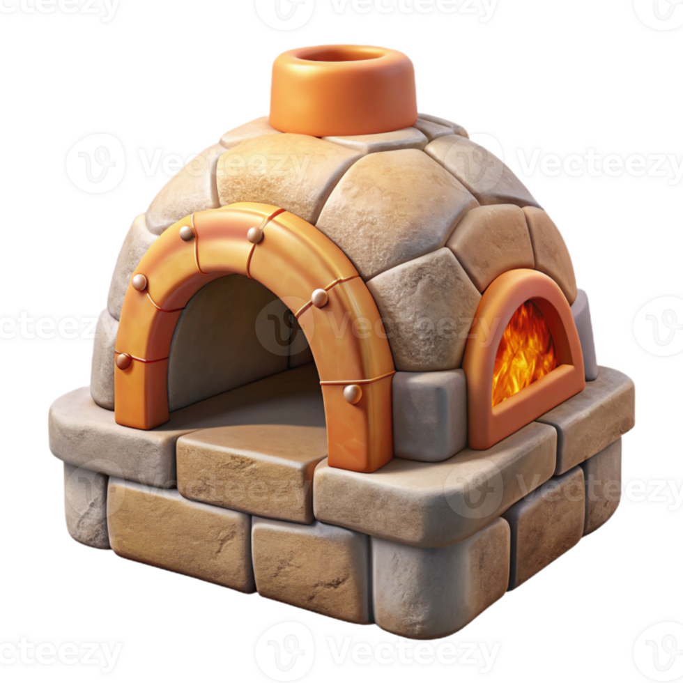 impressive traditional Stone Oven Front View Isolated with Warm Colors exclusive png