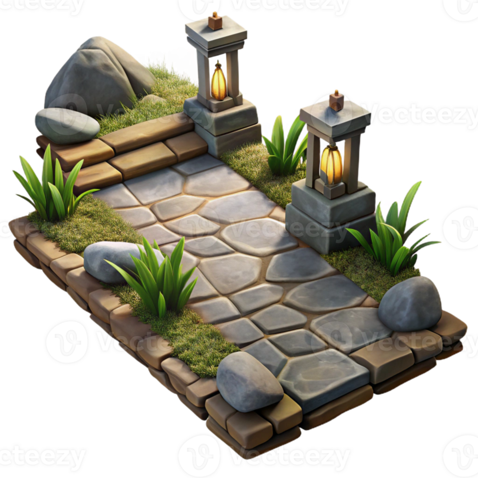 wonderful creative Stone Pathway Garden Detail Isolated high quality png