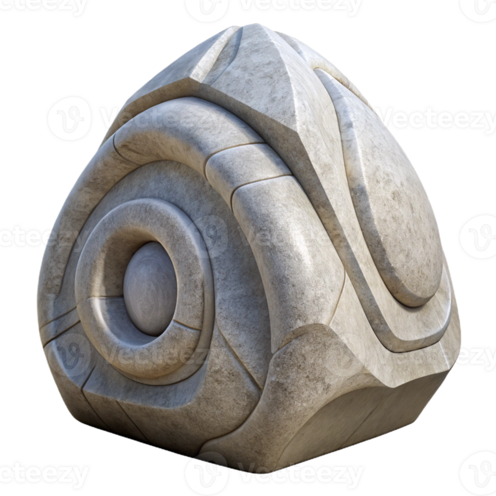 wonderful classic Stone Sculpture with Abstract Design Side View Transparent professional png