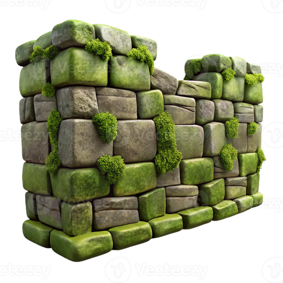 magnificent abstract Stone Wall Moss Covered Gray Transparent professional png