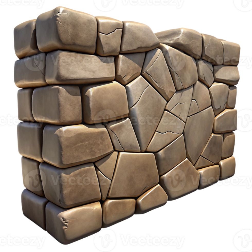 elegant traditional Stone Wall with Cracks Detail Isolated detailed png