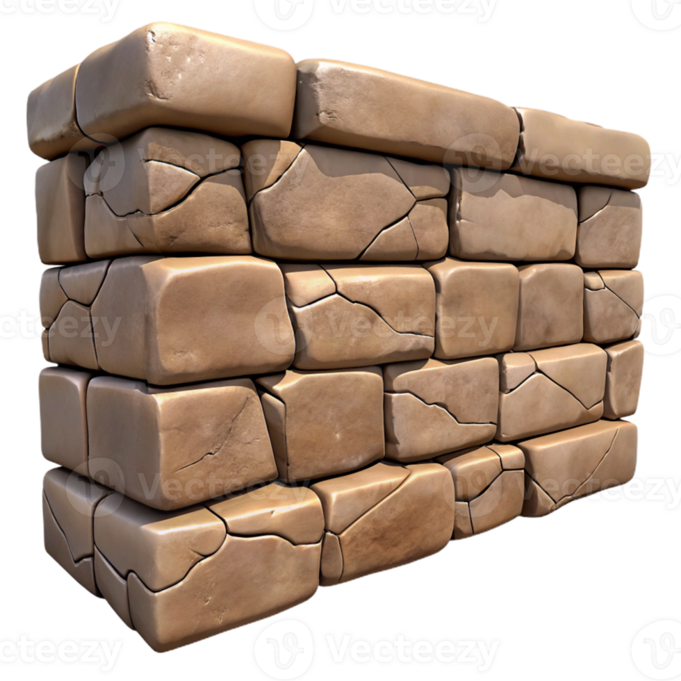 elegant rustic Stone Wall with Cracks Detail Isolated authentic png