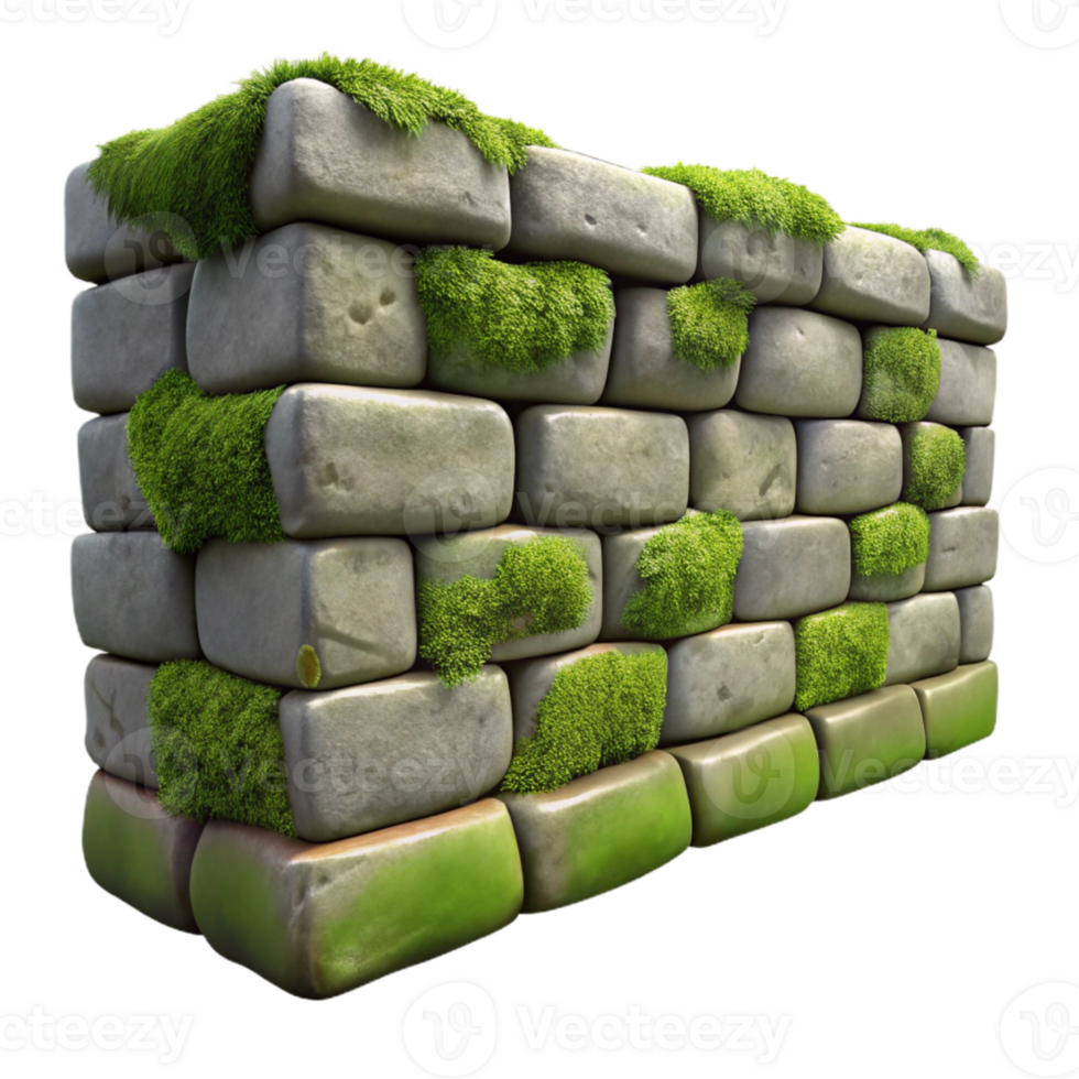 elegant rustic Stone Wall with Moss Detail Isolated exclusive png