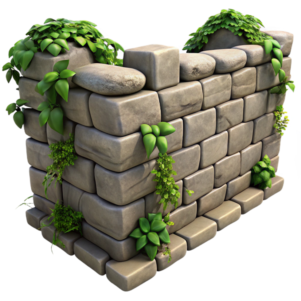 stunning rustic Stone Wall with Vines Detail Isolated high resolution png