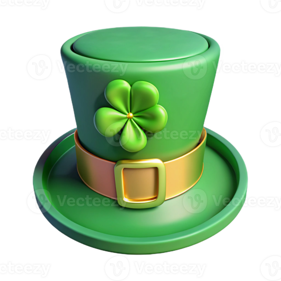 elegant contemporary St Patricks Day Hat Cutout with Green Clover Isolated authentic png