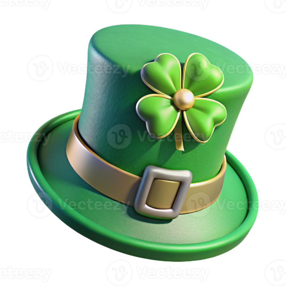 impressive minimalist St Patricks Day Hat Cutout with Green Clover Isolated premium png