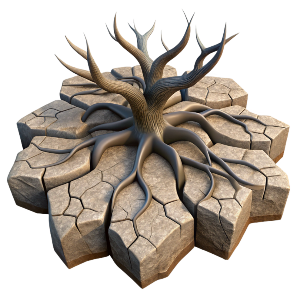 elegant abstract Strange Roots Through Cracked Asphalt Isolated Element high quality png