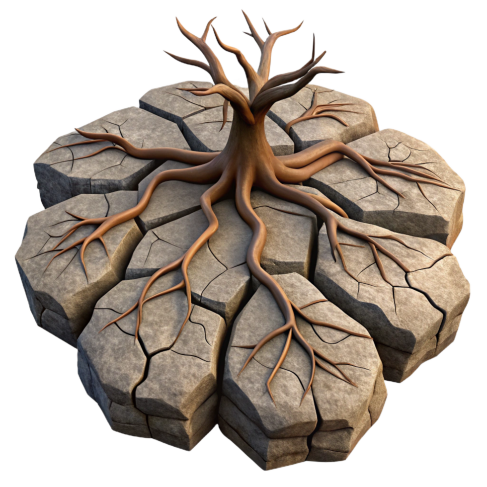 wonderful creative Strange Roots Through Cracked Asphalt Isolated Element authentic png