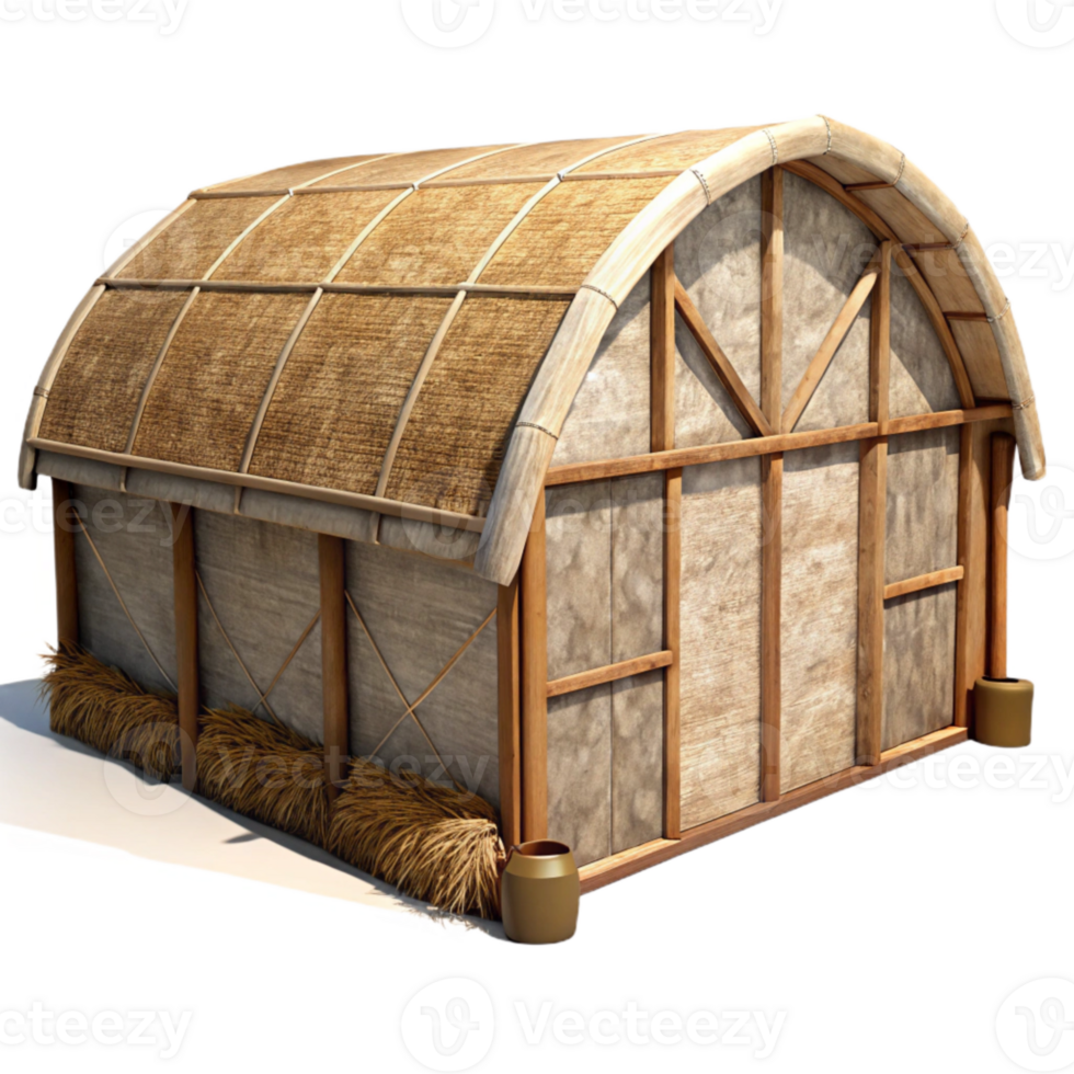 stunning minimalist Straw Bale Greenhouse Structure Side View premium png