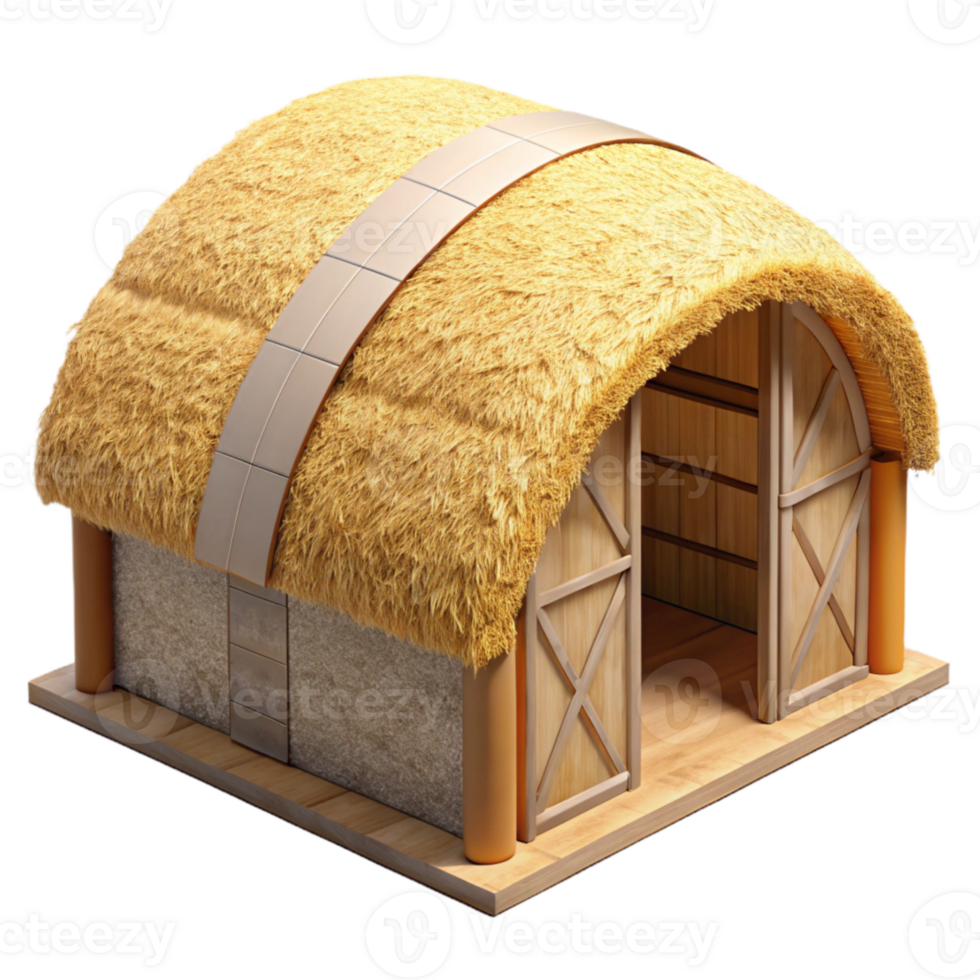 vibrant rustic Straw Bale Greenhouse Structure Side View png