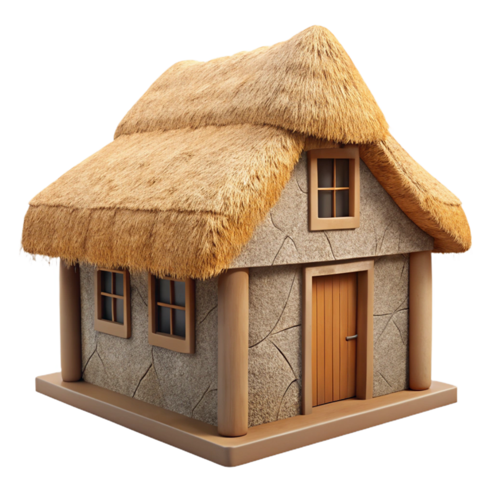 magnificent contemporary Straw Bale House Model Front View Transparent Background original png