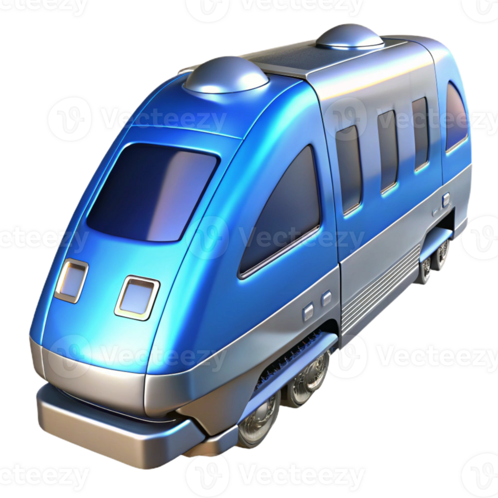 impressive vintage Streamlined Train Blue and Silver Transparent premium png