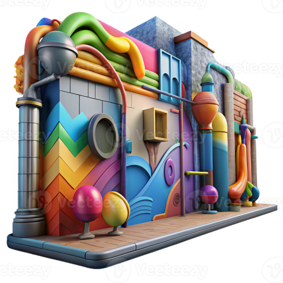 extraordinary minimalist Street Art Mural Detail Vibrant Colors Transparent Background high quality png