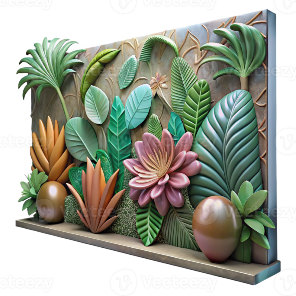 magnificent classic Street Art Mural with Botanical Motifs Transparent Background exclusive png