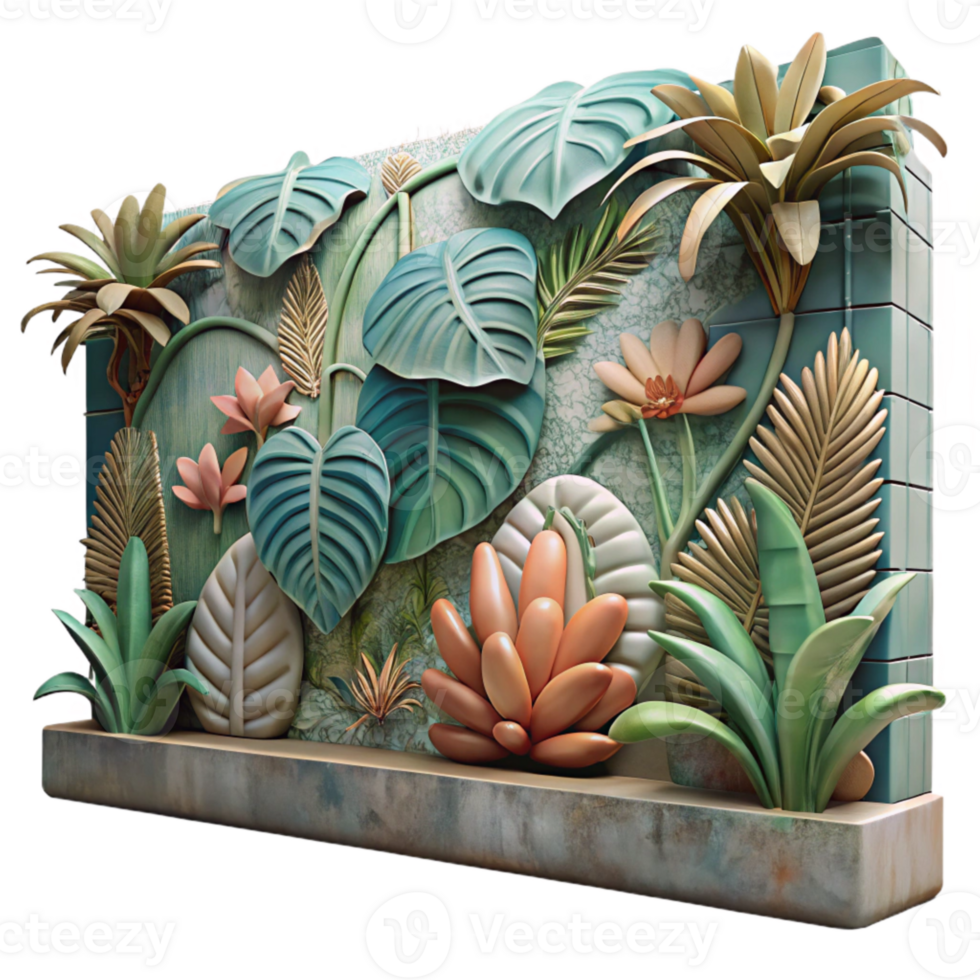 vibrant creative Street Art Mural with Botanical Motifs Transparent Background png