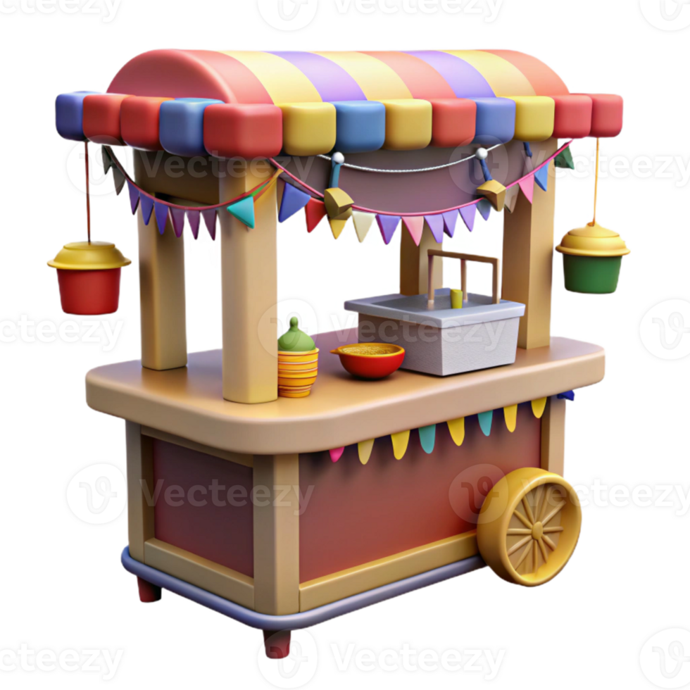 magnificent rustic Street Food Stall Cutout with Colorful Decorations Isolated high quality png