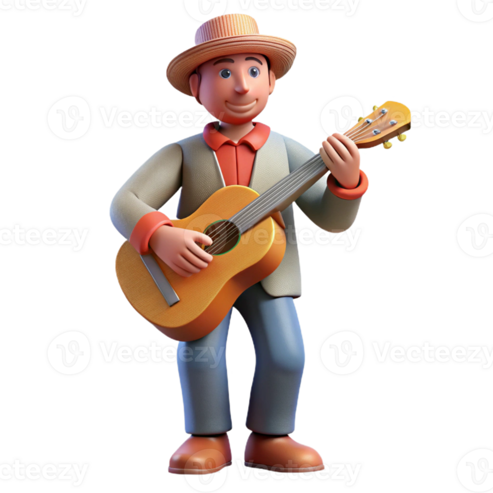 serene classic Street Performer Cutout with Musical Instrument Isolated professional png