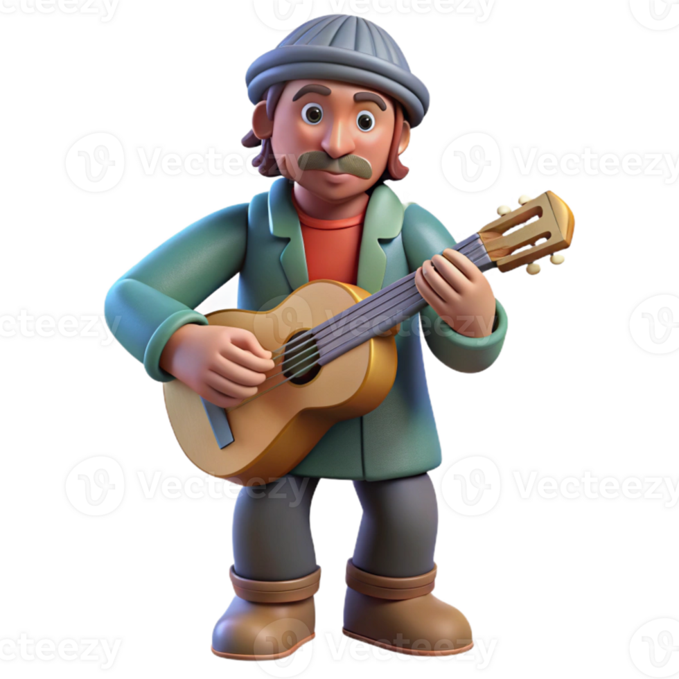 vibrant minimalist Street Performer Cutout with Musical Instrument Isolated authentic png
