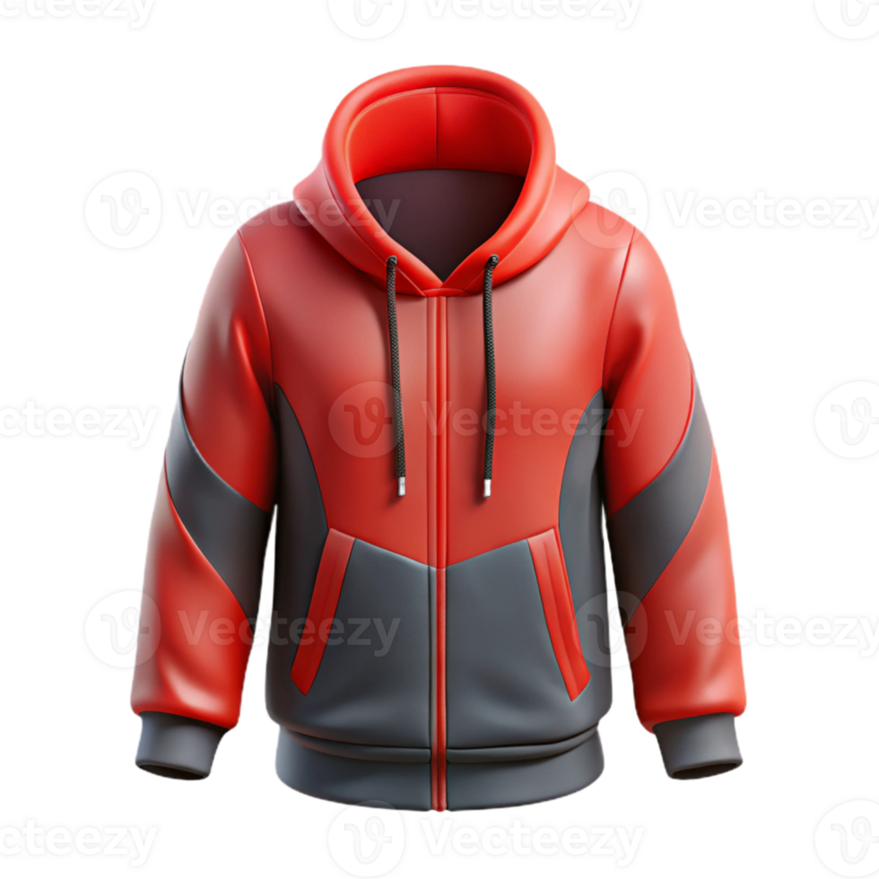 extraordinary artistic Streetwear Hoodie Front View Red and Black Cutout high quality png