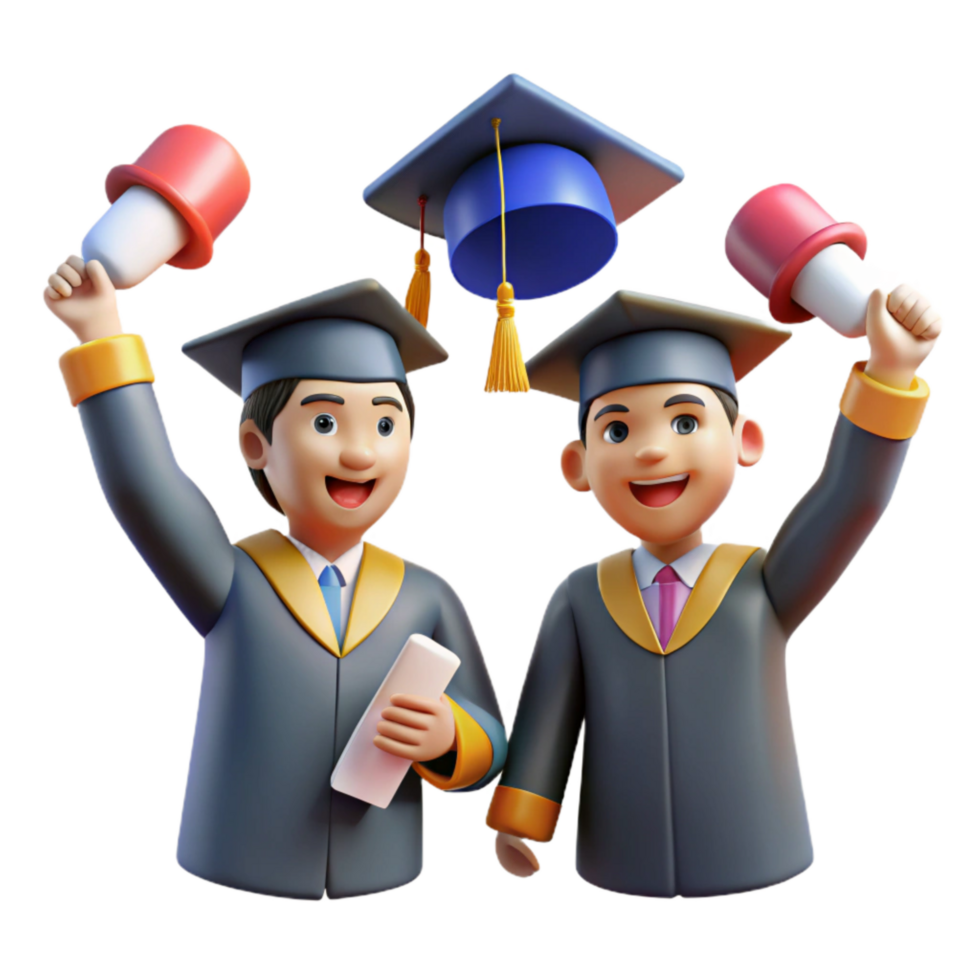 impressive contemporary Students Graduating Throwing Caps Transparent Background premium png