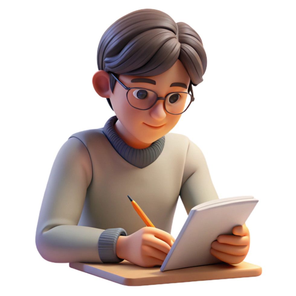 extraordinary vintage Student Writing in Notebook Warm Lighting Isolated genuine png