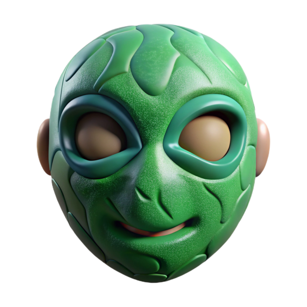 extraordinary artistic Stylized Face Mask Isolated with Green Texture png