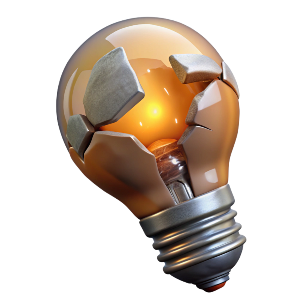 dramatic artistic Surreal Lightbulb with Broken Filament exclusive png