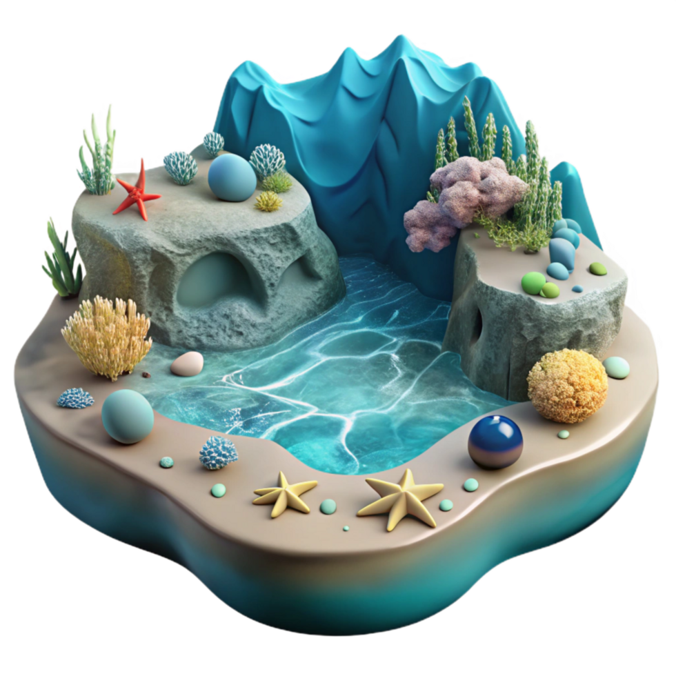 wonderful artistic Surreal Ocean Scene with Calm Water Cutout premium png